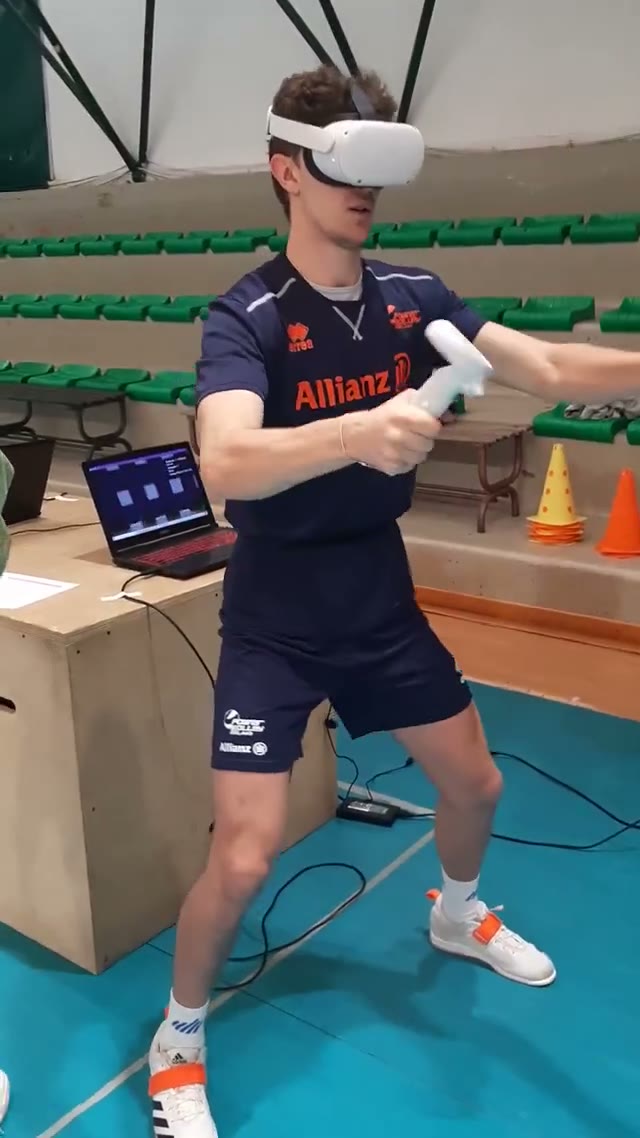 Test con visore VR con un atleta di rugby